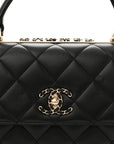 Lambskin Quilted Small Trendy CC Chain Dual Handle Flap Bag Black