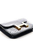 Shiny Alligator Constance Slim Wallet Bleu Abysse