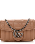 Calfskin Matelasse Aria Super Mini GG Marmont Shoulder Bag Camelia