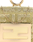 Crystal Vitello Laminato FF Nano Maxi Buckle Baguette Charm Light Gold
