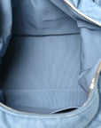 Washed Denim Quilted Large Trendy Pockets Hobo Blue