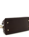Grainy Calfskin Snakeskin Small Milton Satchel Brown Natural