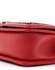 Calfskin Quilted Medium Top Handle Boy Flap Red