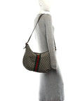 GG Supreme Monogram Web Ophidia Half Moon Hobo Brown