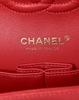Caviar Quilted Medium Double Flap Red