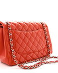 Lambskin Quilted Jumbo Double Flap Red
