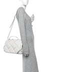Nappa Intreccio Padded Top Handle Shoulder Bag White