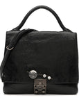 Vitello Shine Crystal Shoulder Bag Black