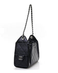 Metallic Caviar Quilted Mini CHNL 25 Handbag Dark Blue