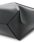 Shiny Calfskin Medium Puzzle Fold Tote Black