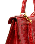 Shiny Porosus Crocodile Kelly Sellier 28 Rouge Vif