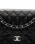 Lambskin Quilted Jumbo Double Flap Black