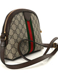 GG Supreme Monogram Textured Dollar Calfskin Web Small Ophidia Dome Shoulder Bag Beige Ebony New Acero