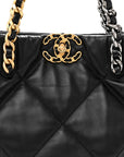 Lambskin Quilted CHNL 19 East West Shopping Bag Black