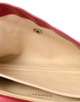 Glazed Calfskin Quilted Soft Boy Flap Red