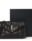 Lambskin Quilted Toy Loulou Puffer Monogram Chain Satchel Black
