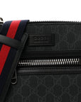 GG Supreme Monogram Web Small Flat Messenger Bag Black Grey