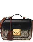 GG Supreme Monogram New Sakai Lux Calfskin Mini Padlock Flap Pocket Shoulder Bag Beige Ebony Black Cuir