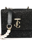 Coarse Glitter Pearl Varenne Shoulder Bag Black