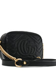 Calfskin Matelasse Mini GG Marmont Chain Shoulder Bag Black