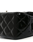 Patent Quilted Jumbo Double Flap Black