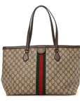 GG Supreme Monogram Medium Ophidia Shopping Tote Brown