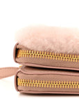 Saffiano Shearling Triangle Mini Pouch Orchidea