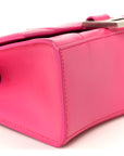 Shiny Box Calfskin Hourglass Top Handle Bag XS Acid Fuchsia