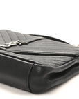 Sheepskin Matelasse Chevron Monogram Medium College Bag Black