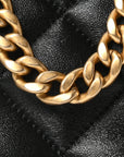 Lambskin Quilted Small Top Handle Shopping Bag Black