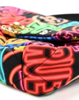 Fabric Quilted Neon Graffiti Medium CHNL 19 Flap Black Multicolor