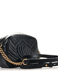 Calfskin Matelasse Small GG Marmont Chain Shoulder Bag Black