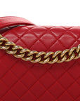 Lambskin Quilted Medium Boy Flap Red
