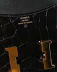 Shiny Alligator Constance Slim Wallet Black