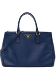 Saffiano Lux Medium Galleria Double Zip Tote Bluette