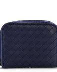 Nappa Intrecciato Zip Around Compact Wallet Blue