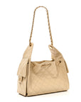 Caviar Quilted Small CHNL 25 Handbag Light Beige