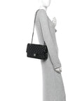 Patent Quilted Medium Double Flap Black