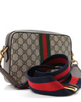 GG Supreme Monogram Textured Dollar Calfskin Web Ophidia Wristlet Shoulder Bag Beige Ebony New Acero