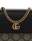 Dollar Calfskin GG Supreme Monogram Petite GG Marmont Wallet Chain Bag Black Beige Ebony