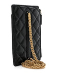 Aged Calfskin Quilted Reissue Phone Holder With Chain Bag Black