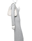 Ancora Calfskin Web Small Jackie Shoulder Bag Light Grey