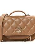 Caviar Quilted Business Affinity Clutch With Chain Flap Camel