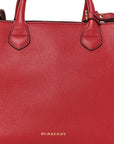 Derby Calfskin House Check Medium Banner Tote Russet Red