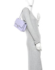 Caviar Quilted Medium Double Flap Light Purple