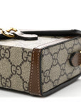 GG Supreme Monogram Mini Horsebit 1955 Shoulder Bag Beige Brown Sugar