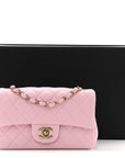 Lambskin Quilted Mini Rectangular Flap Pink