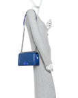 Patent Calfskin Quilted Medium Plexiglass Boy Flap Blue