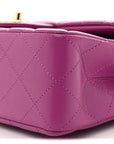Lambskin Quilted Small Double Flap Purple