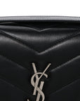 Calfskin Y Quilted Monogram Small Loulou Chain Satchel Black